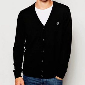NWOT FRED PERRY Black Classic Cardigan Size Small